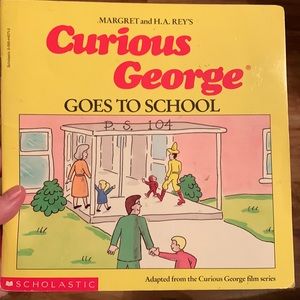 Curious George Goes To School vintage picture book CHILDREN Scholastic 1990 VGUC